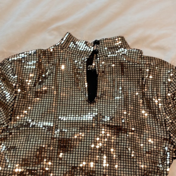 Fashion Nova Gold Sequin Long Sleeve Dress - Picture 3 of 4